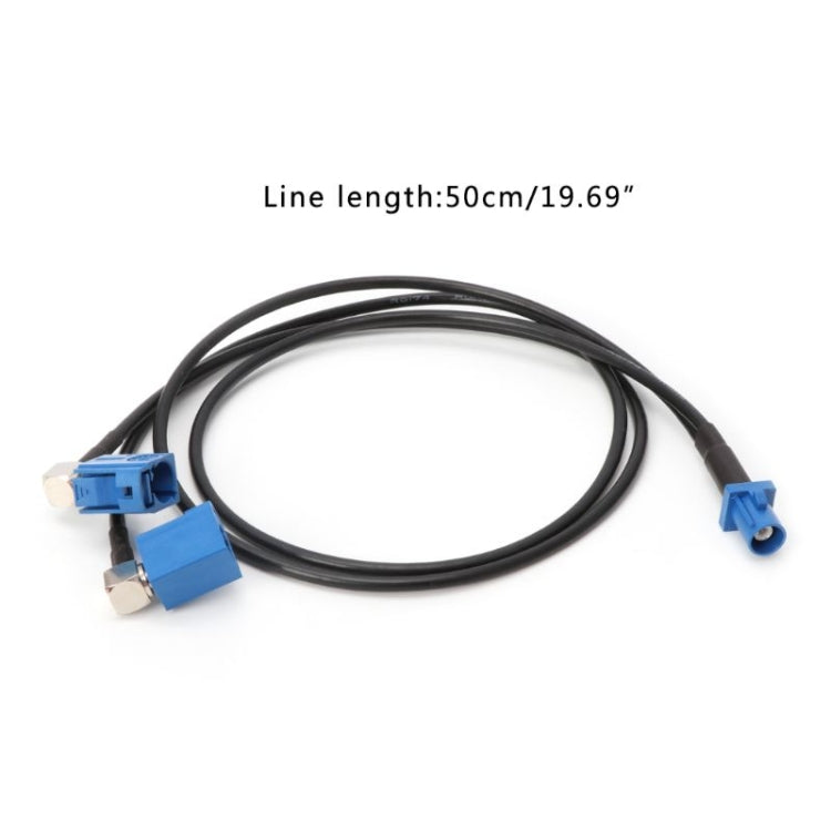 RG174 Type Fakra C Male Plug to 2 x Fakra C Female Jacks Y Splitter Combined Cable, Length: 50cm RG174 Type Fakra C Male Plug to 2 x Fakra C Female Jacks Y Splitter Combined Cable, Length: 50cm